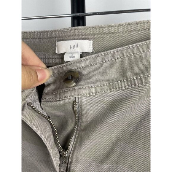 J. Jill Stretch Camouflage Cotton Tencel Size 4P Light Green Tapered Pants - Picture 7 of 8